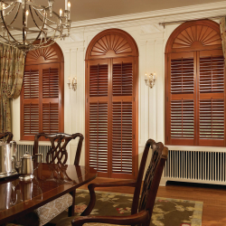 Brown Wooden Shutters in Dining Room