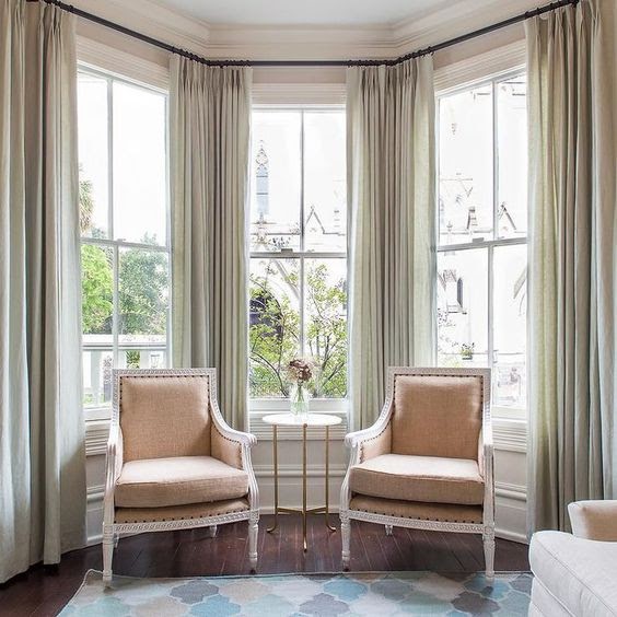 bay window curtains