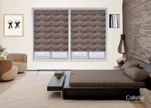 Roller blinds with grey and brown from Callistus Blinds