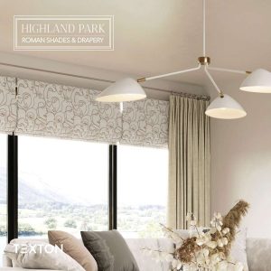 texton marie latte highland park roman shade with curtain