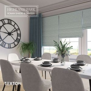 texton nova highland park roman shade with curtain